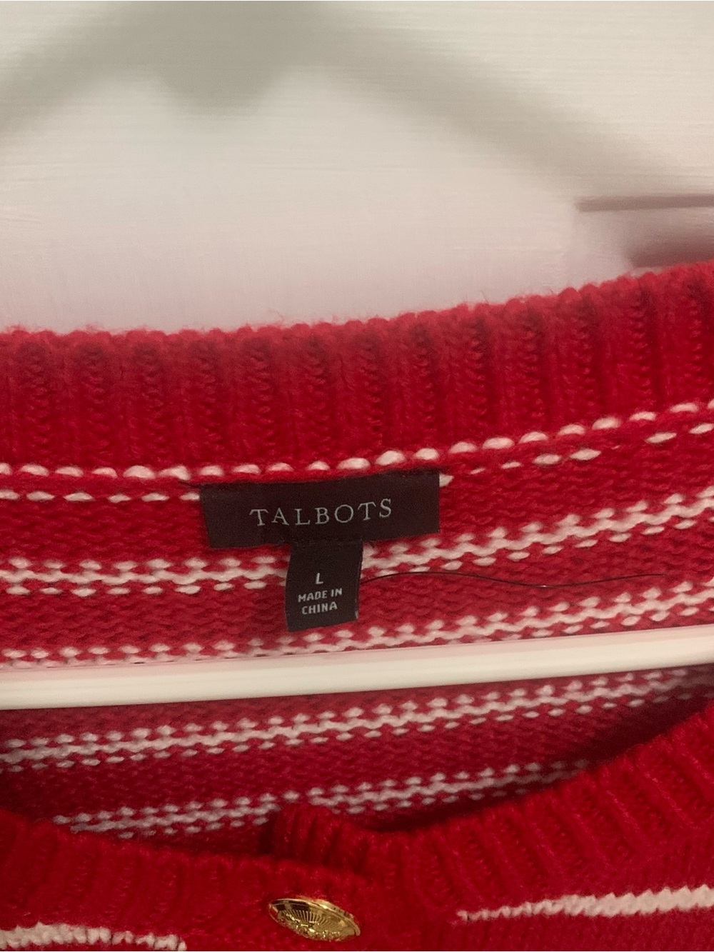 Talbots Red Scotty Dog Button Front Cardigan with Gold Buttons Fair Isle Sz Lg - Picture 6 of 6